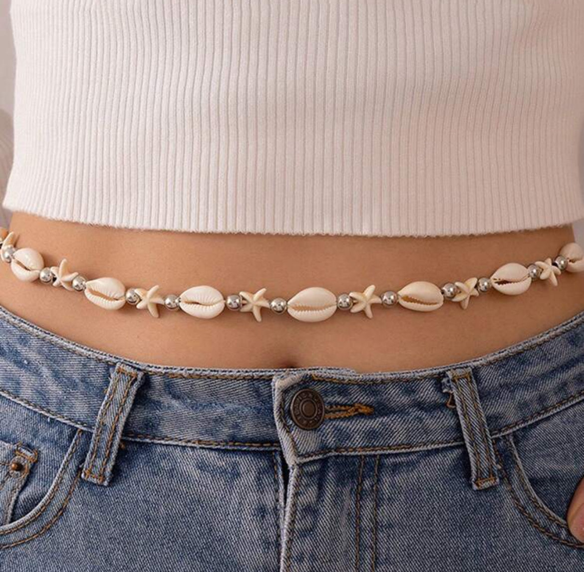 Waist Beads Coral y Conchas